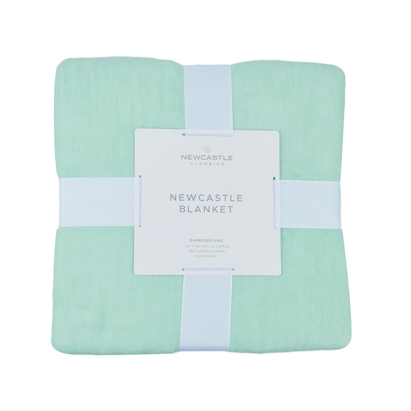 Seafoam Green oversized twin bamboo muslin bed blanket, 100% natural, thermal-regulating.