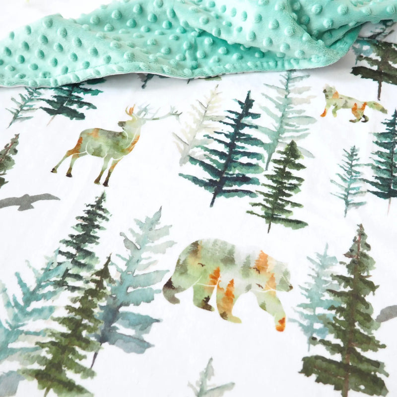 Baby & Toddler Minky Blanket with Forest Pattern, Soft and Premium Quality Fabric, 30x40 Inches