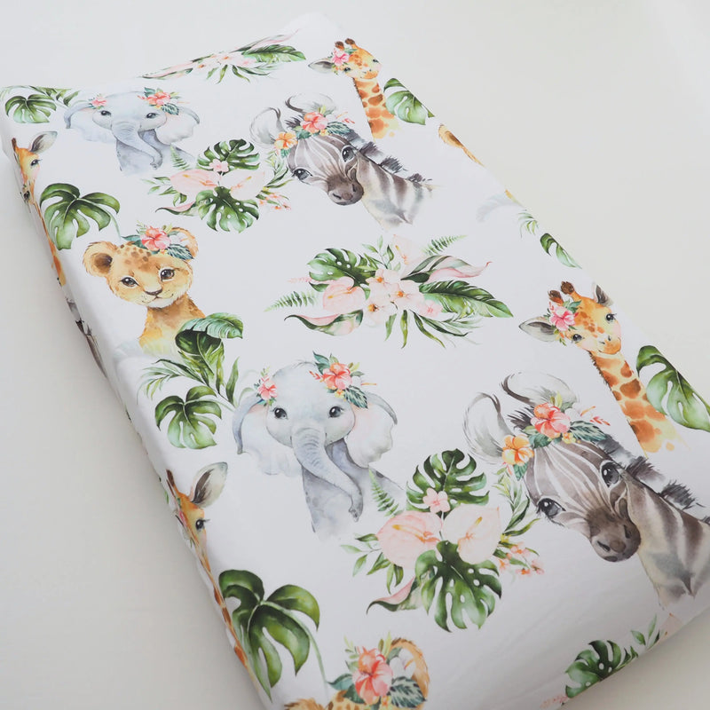 African animals themed changing pad cover with soft fabric.