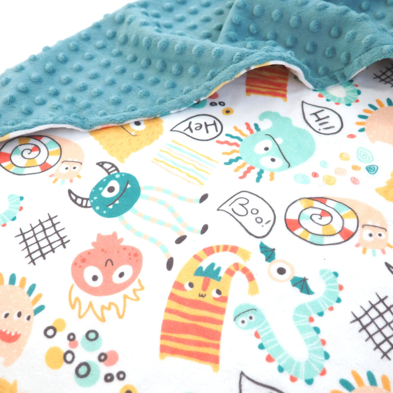 Baby & Toddler Minky Blanket with Monster Party print in soft, premium fabric.
