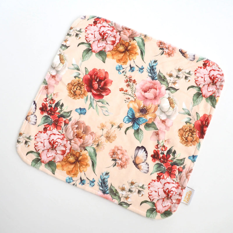 Mini Minky blanket in Royal Garden floral design, perfect size for toddlers.