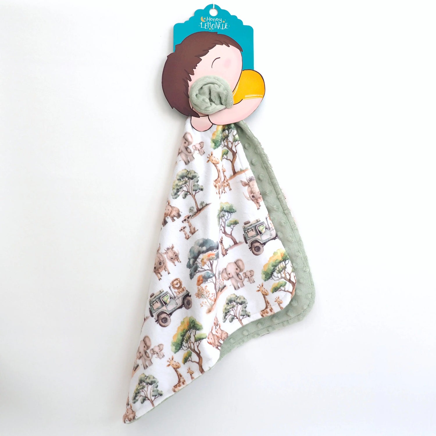 Honey Lemonade Cozy Mini Minky Blanket with Safari Design for Toddlers on the Go - Baby & Toddler Mini Minky