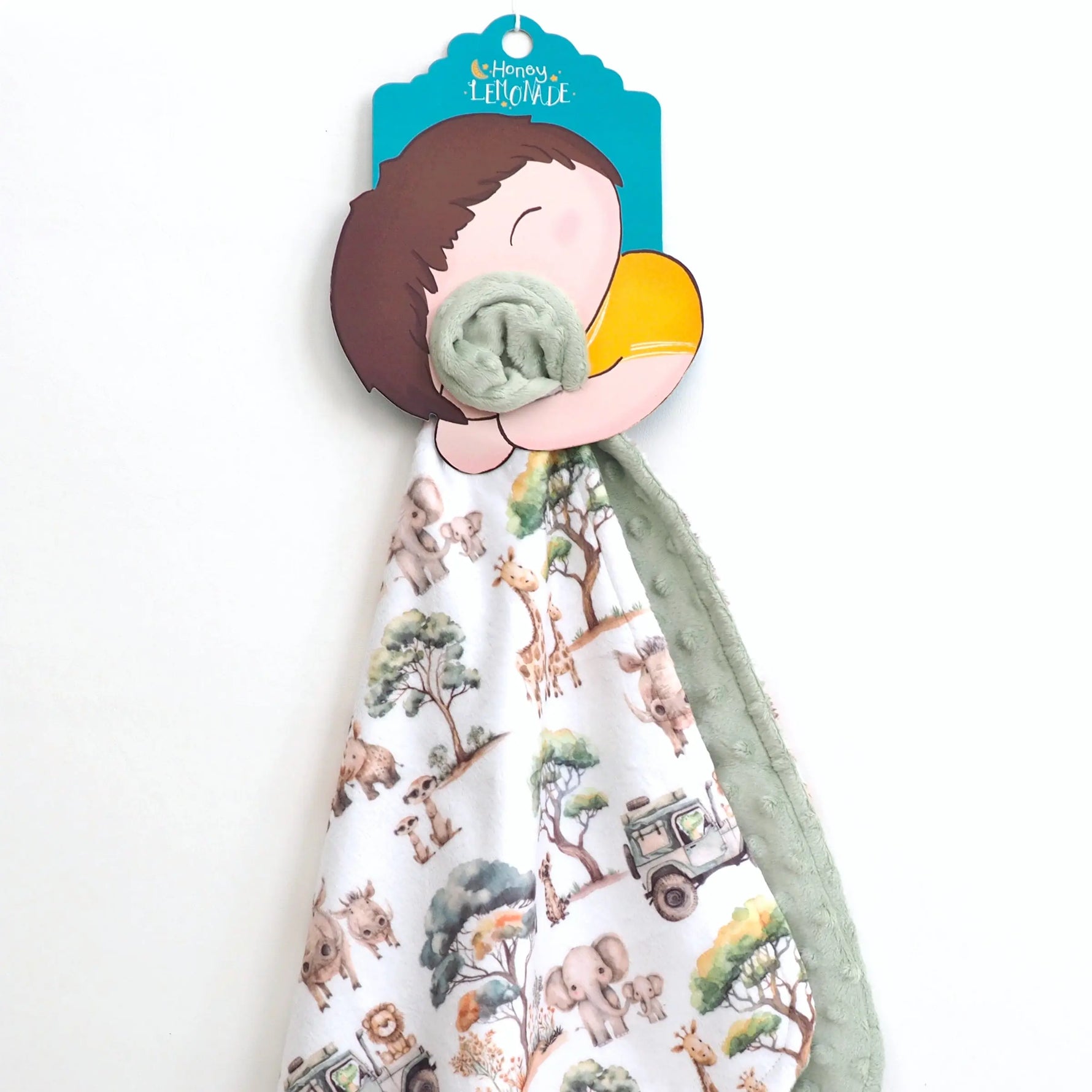 Honey Lemonade Cozy Mini Minky Blanket with Safari Design for Toddlers on the Go - Baby & Toddler Mini Minky