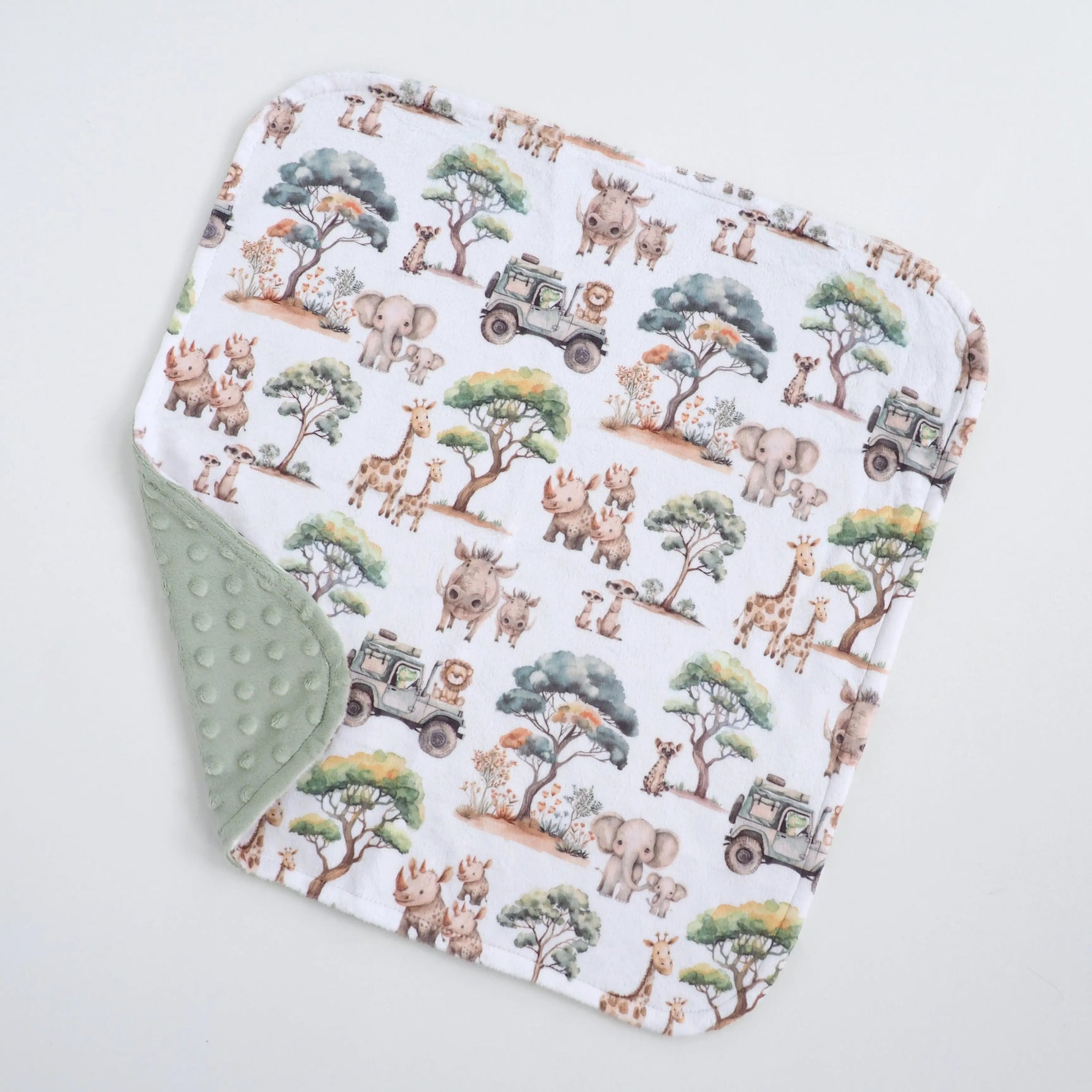 Honey Lemonade Cozy Mini Minky Blanket with Safari Design for Toddlers on the Go - Baby & Toddler Mini Minky