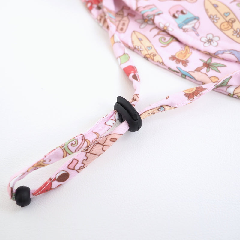 Baby & Kids Sun Hat in pink with playful summer patterns and adjustable strap.