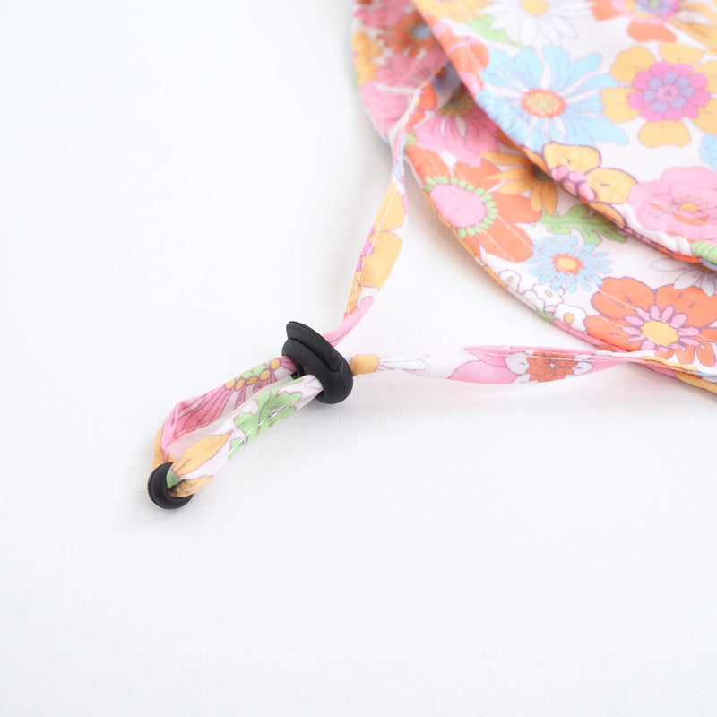 Baby & Kids Sun Hat in Retro Floral Design with Adjustable Strap