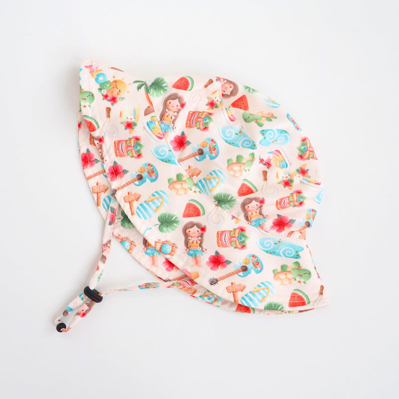 Baby & Kids Sun Hat with Aloha print, lightweight and breathable for UV protection.