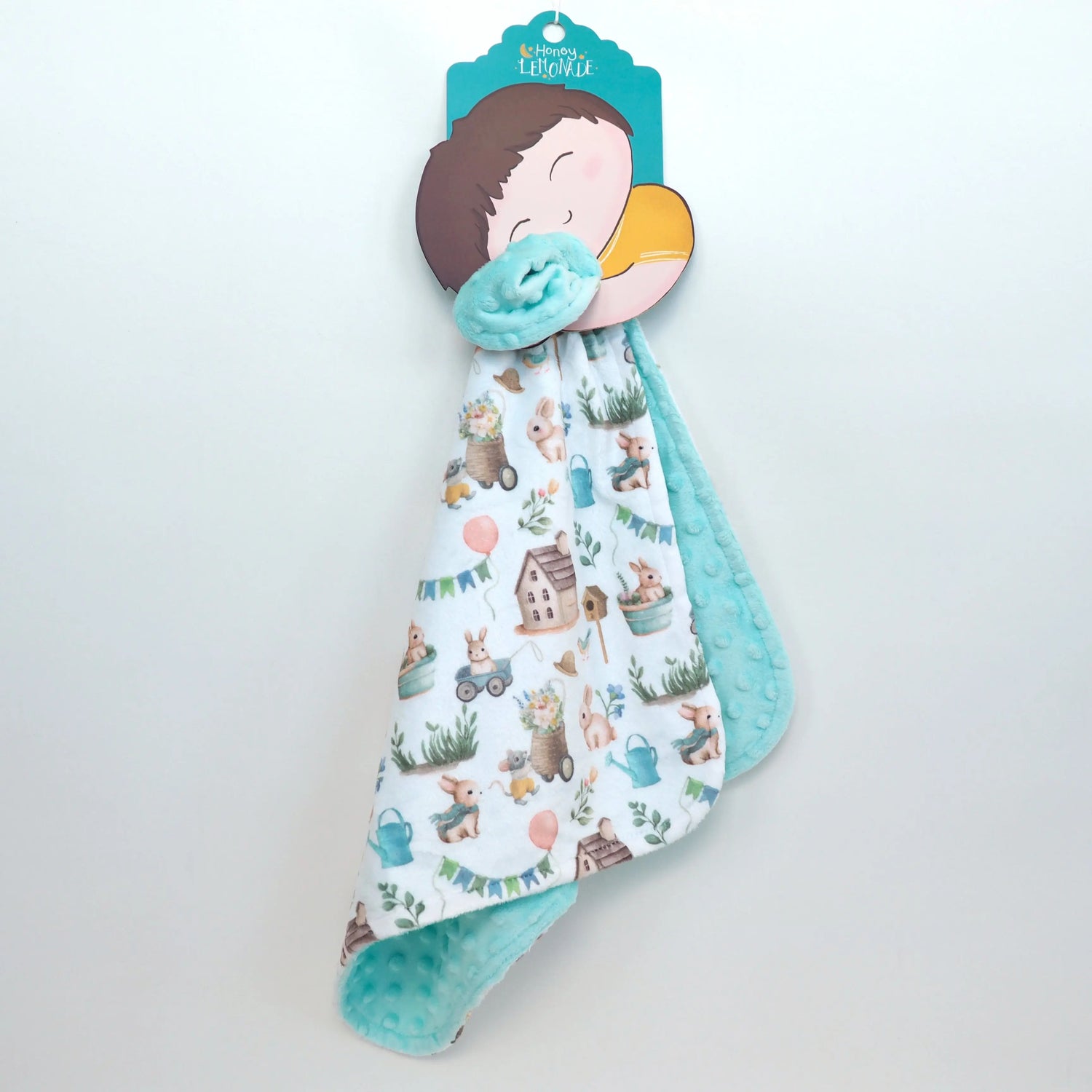 Honey Lemonade Mini Minky Bunnies Blanket for Toddlers Perfect for On-the-Go Comfort - Baby & Toddler Mini Minky