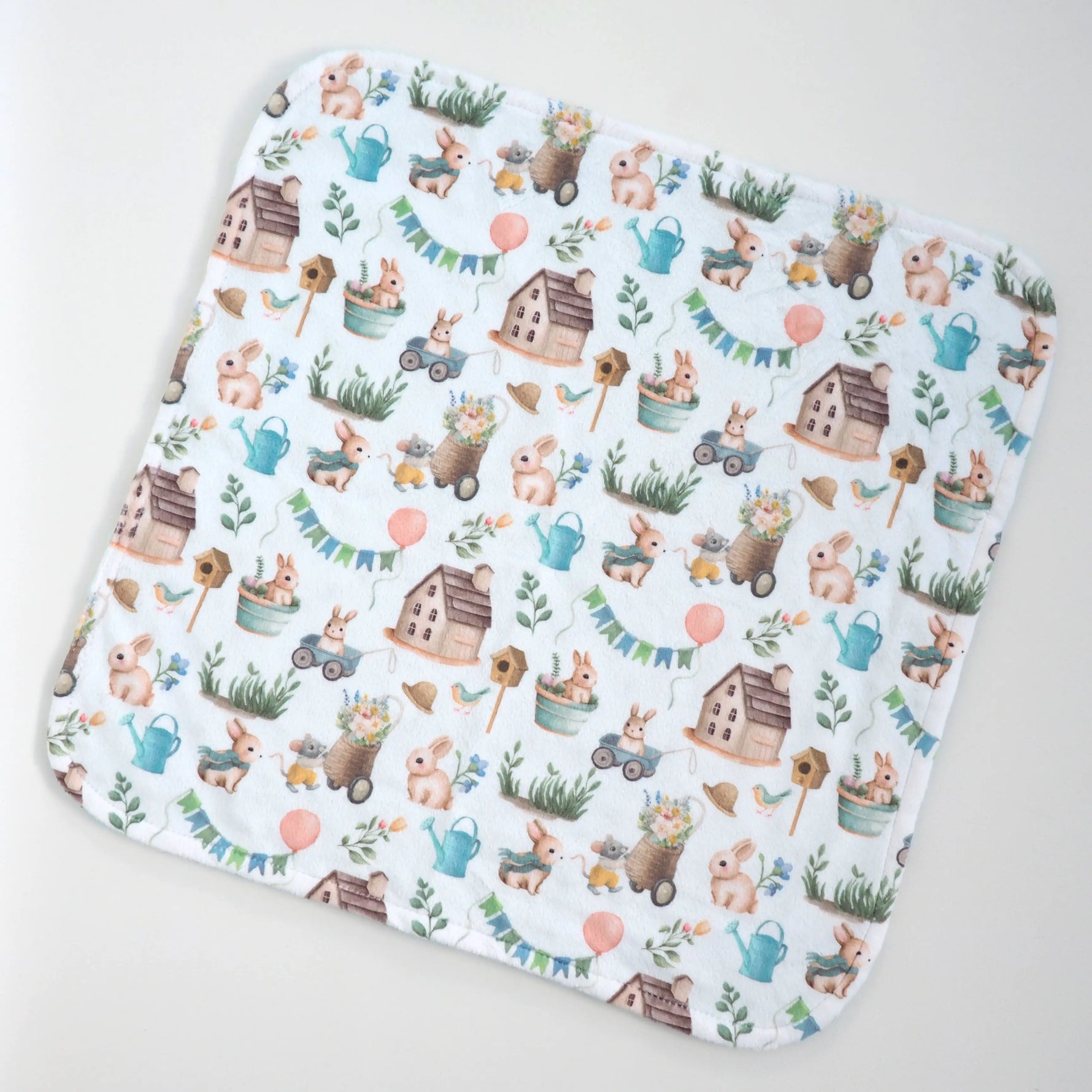 Honey Lemonade Mini Minky Bunnies Blanket for Toddlers Perfect for On-the-Go Comfort - Baby & Toddler Mini Minky