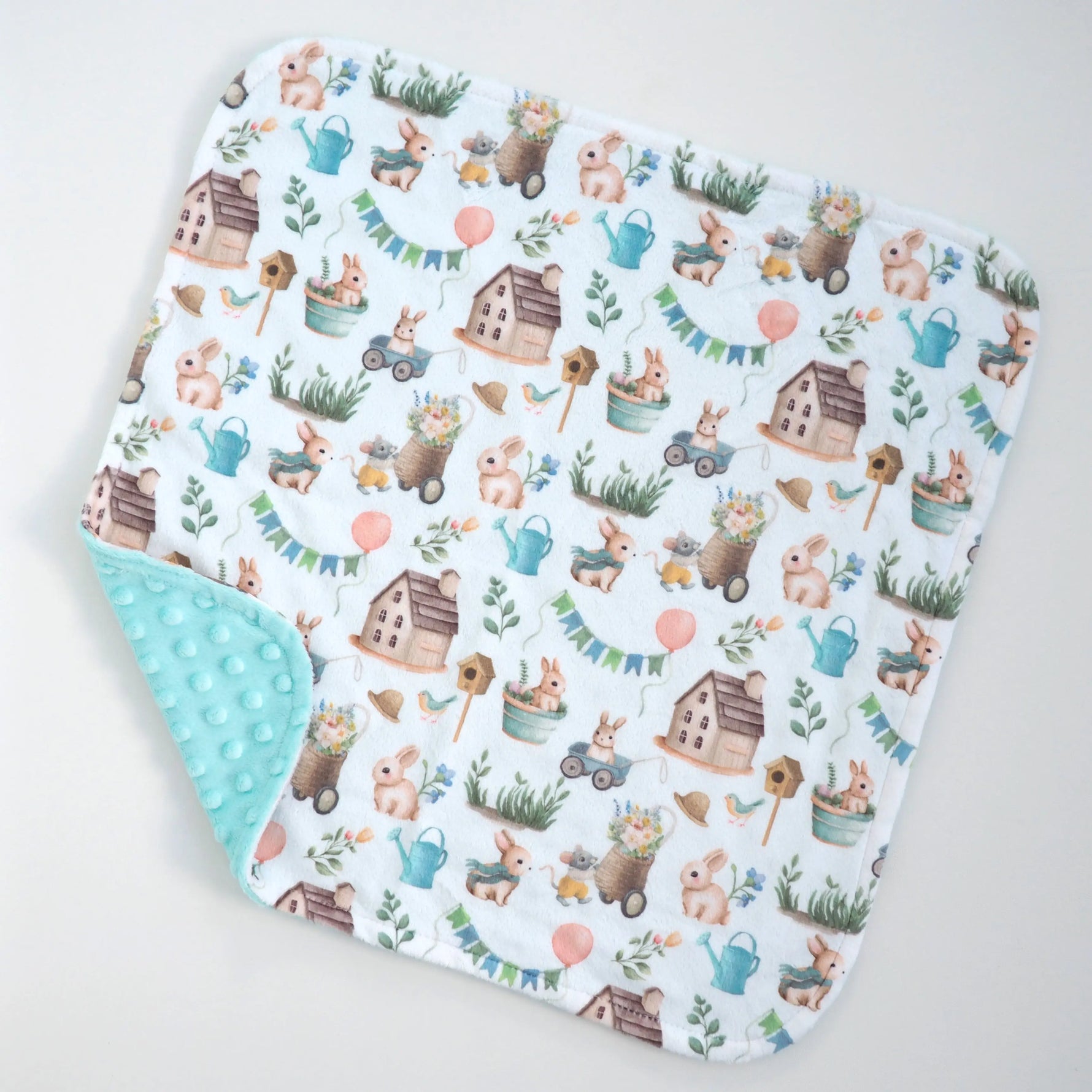 Honey Lemonade Mini Minky Bunnies Blanket for Toddlers Perfect for On-the-Go Comfort - Baby & Toddler Mini Minky
