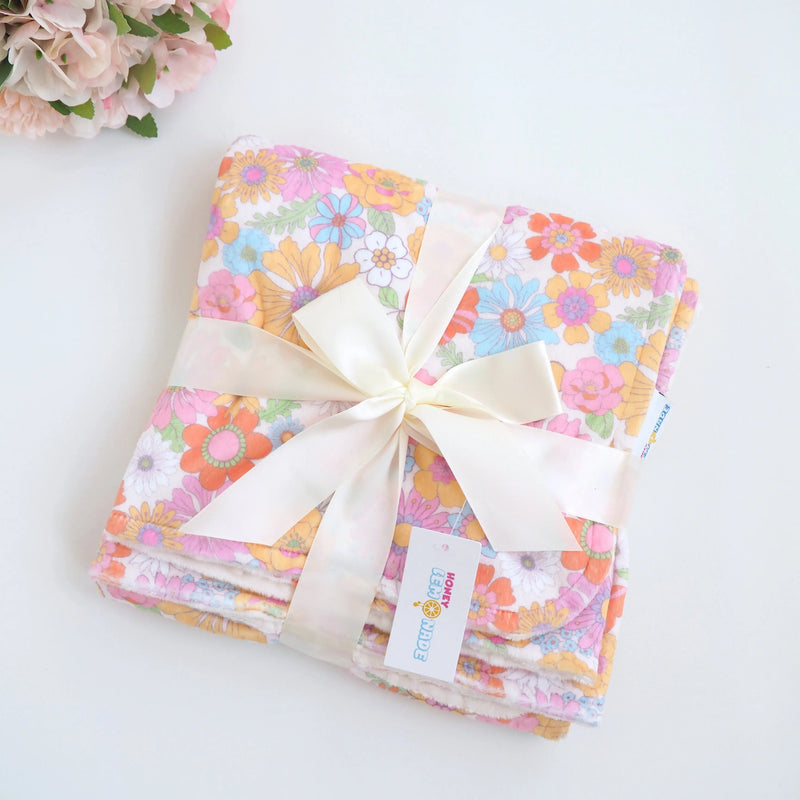 Baby & Toddler Minky Blanket with Retro Floral Pattern
