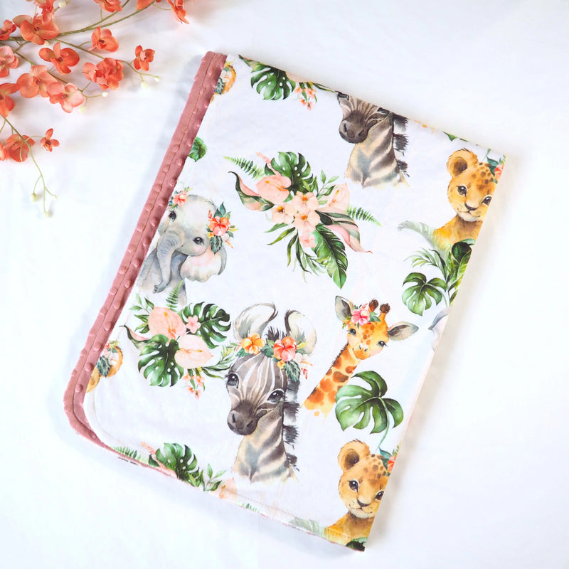 Baby & Toddler Minky Blanket with Africa Animal Print - Soft Premium Fabric