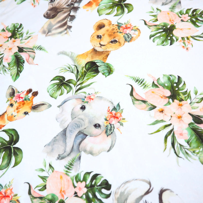 Baby & toddler minky blanket with Africa animals print, soft fabric, 30x40 inches.