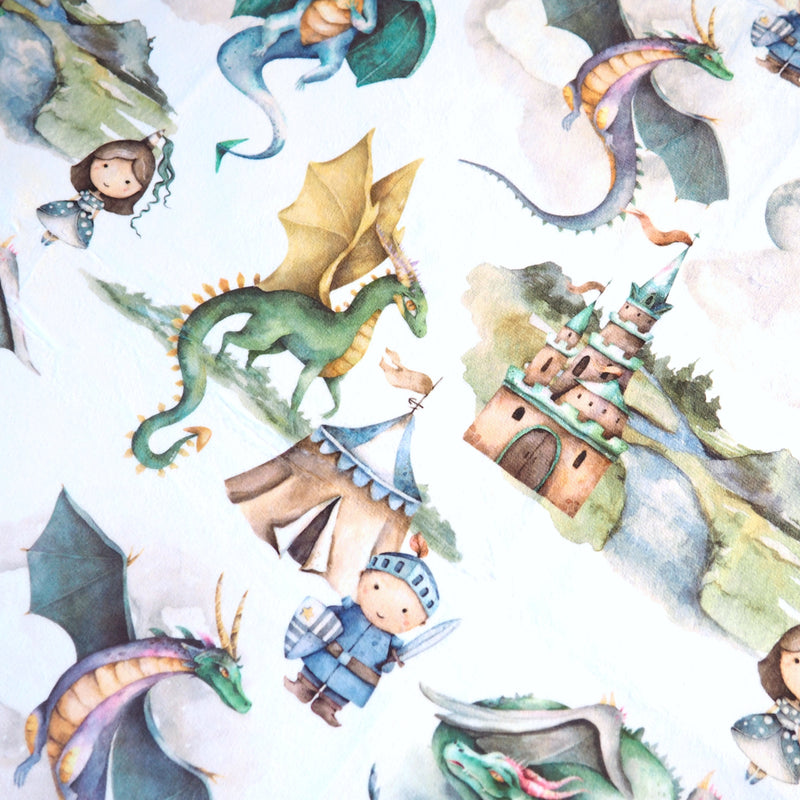 Baby & Toddler Minky Blanket with Dragons & Knights pattern, 30x40 inches, soft premium fabric.