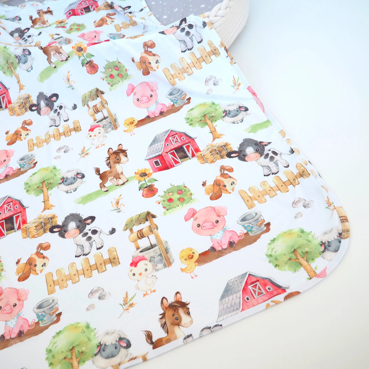 Farm Animals Baby Swaddle Blanket Honey Lemonade 