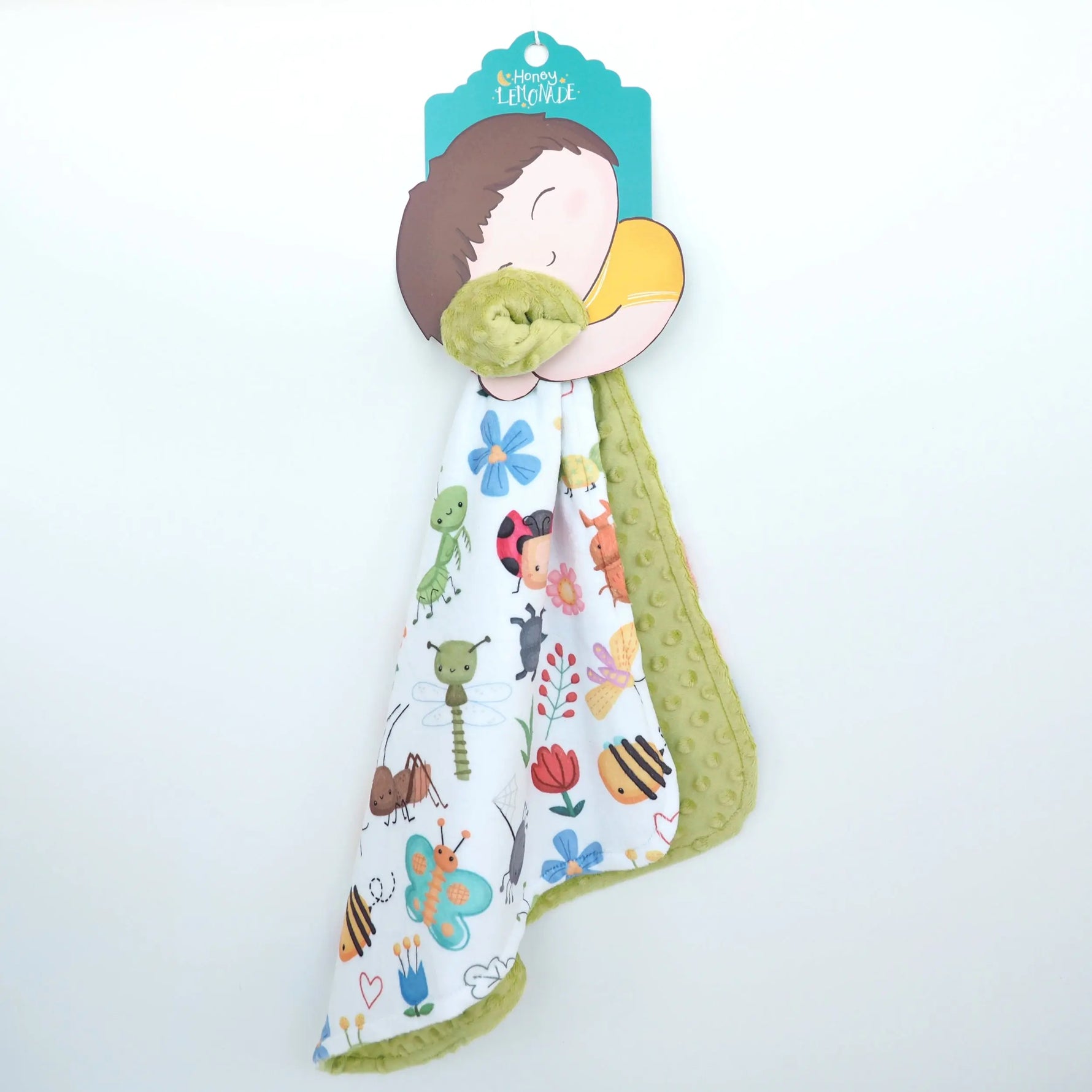 Honey Lemonade Mini Minky Blanket with Bug Buddies Design for Toddlers on the Go - Baby & Toddler > Swaddling & Receiving Blankets > Receiving Blankets