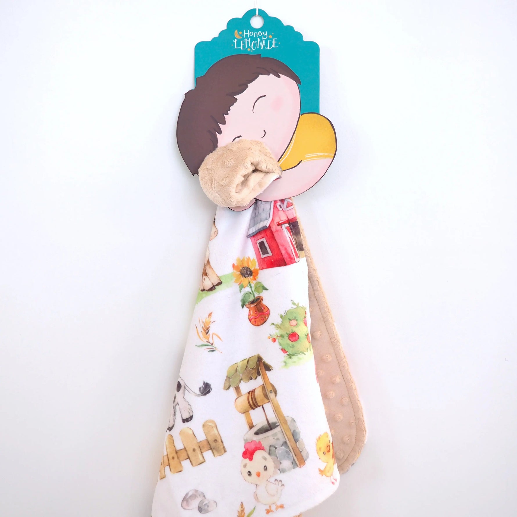 Mini Minky Blanket Farm Animals Honey Lemonade 