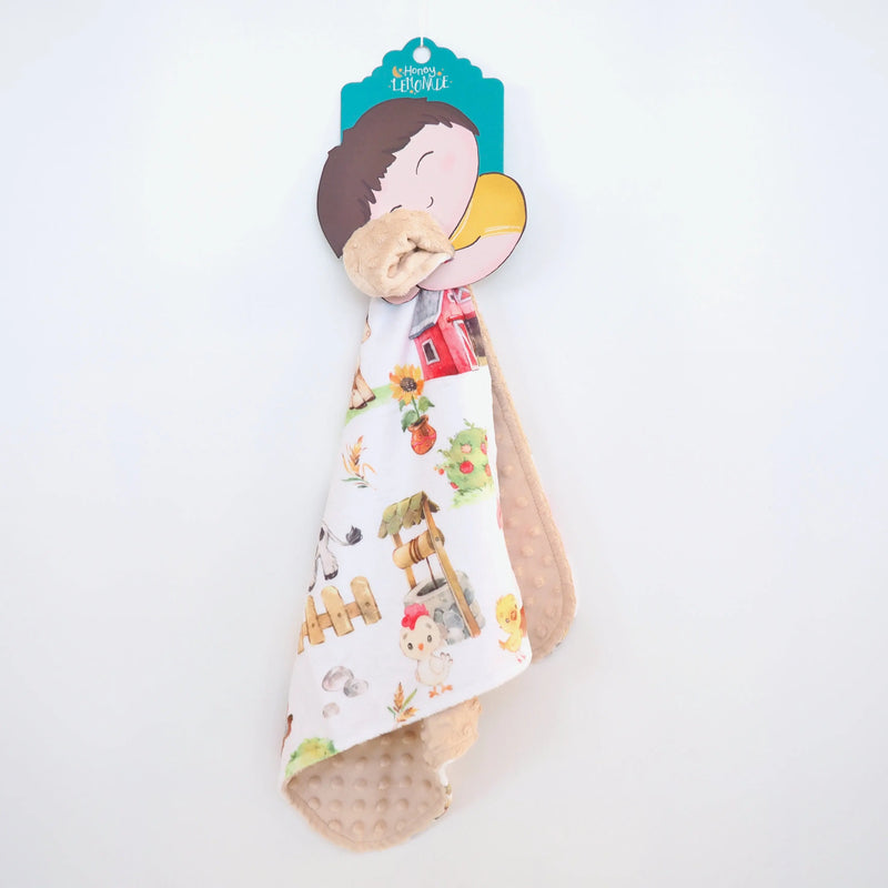 Mini Minky - Farm Animals toddler blanket, soft Minky fabric with farm print.