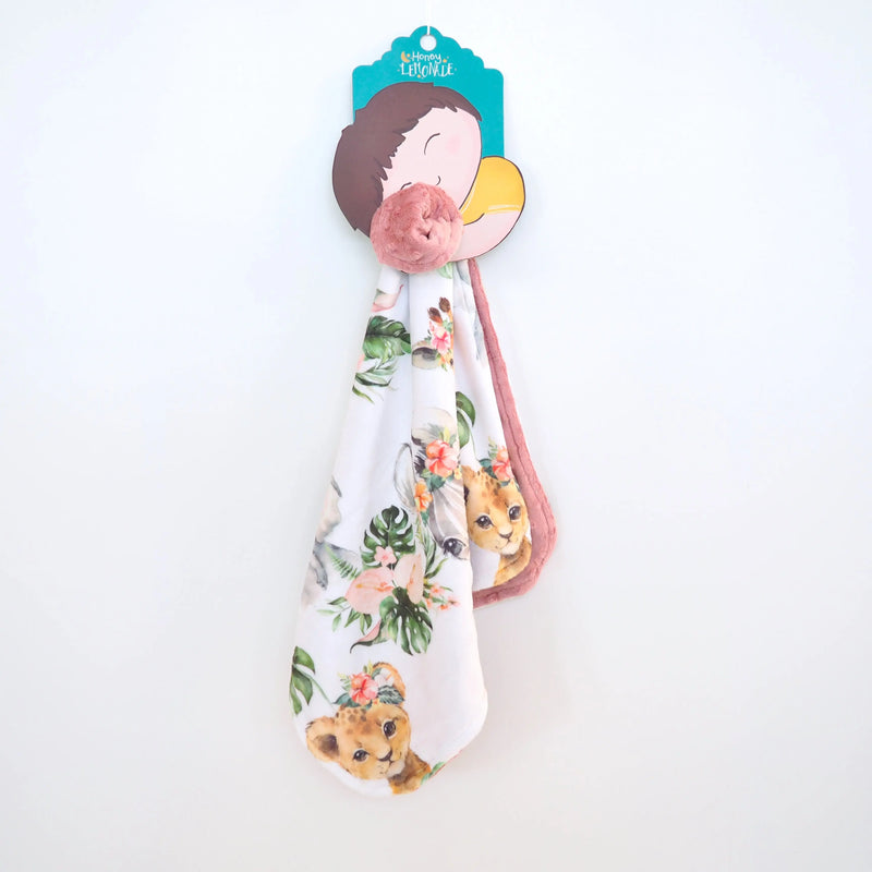 Mini Minky Africa Animals toddler blanket with soft Minky fabric and African animal design.