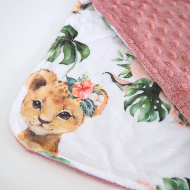 Mini Minky - Africa Animals toddler blanket with soft minky fabric and animal design.