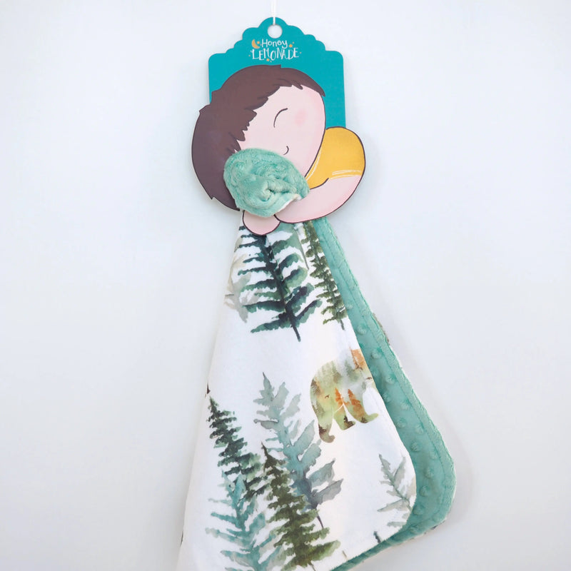 Mini Minky - In The Woods toddler blanket with forest design and soft Minky fabric.