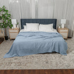 Comfy Cubs Pacific Blue 100 Cotton Waffle Blankets For Adults Cozy - Everetts Place Boutique - 