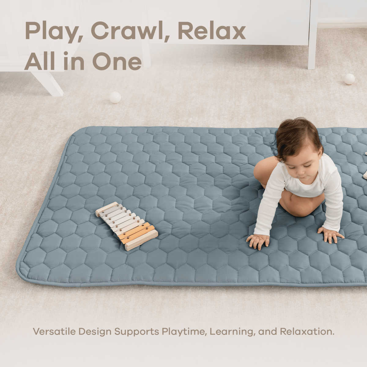 Comfy Cubs Pacific Blue Play Mat with Non Slip Bottom for Baby - Everetts Place Boutique - 