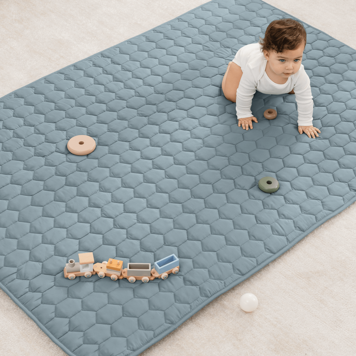 Pacific Blue Play Mat with Non Slip Bottom for Baby - Everetts Place Boutique - 
