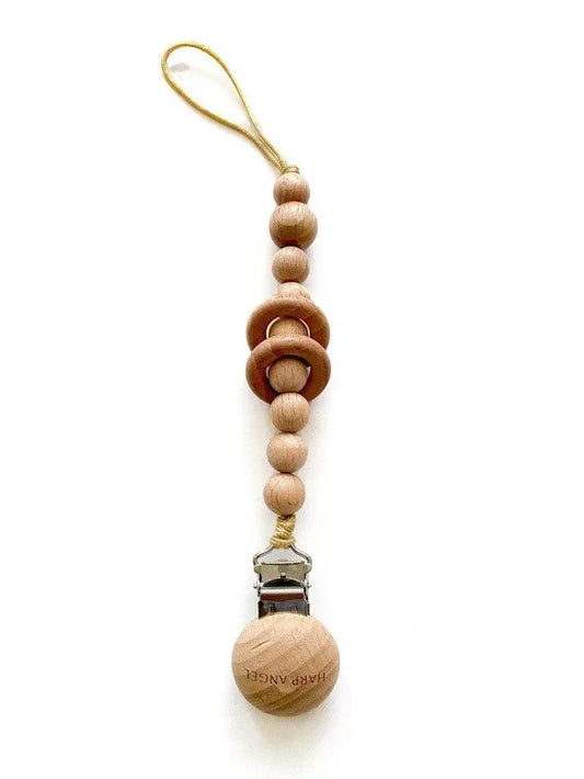 Pacifier Clip Wood Rattle Harp Angel Boutique