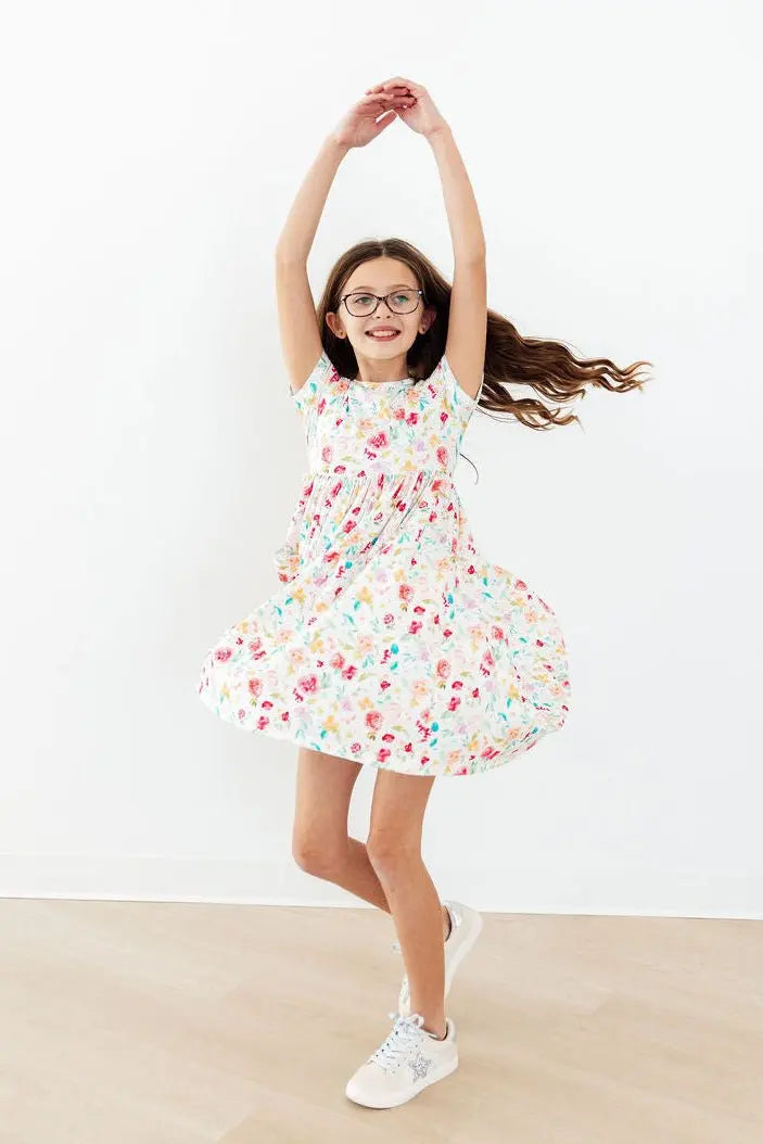 Mila & Rose ® Painted Posies S/S Pocket Twirl Dress - 