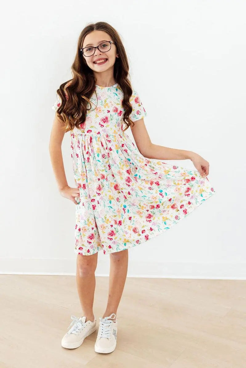 Mila & Rose ® Painted Posies S/S Pocket Twirl Dress - 