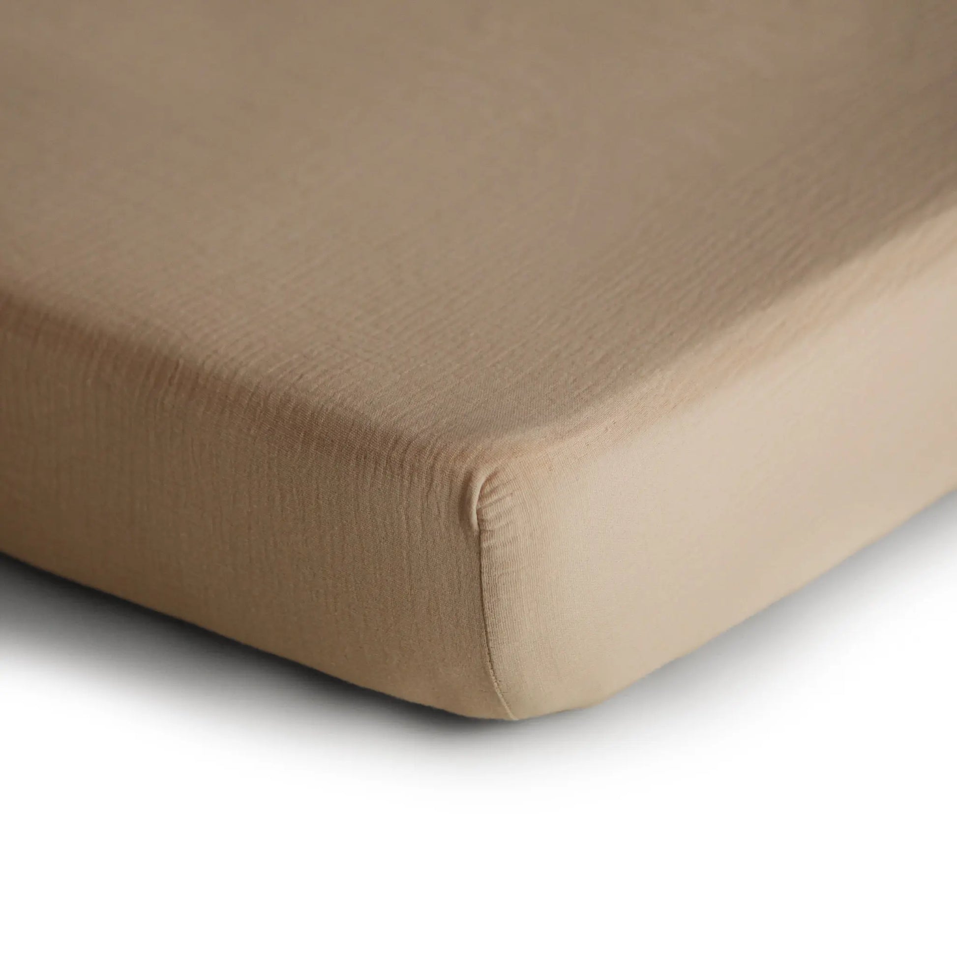 Mini Muslin Crib Sheet 100 Percent Cotton Extra Soft Breathable Fabric Full Elastic Edges Pre-Washed For Softness Mushie