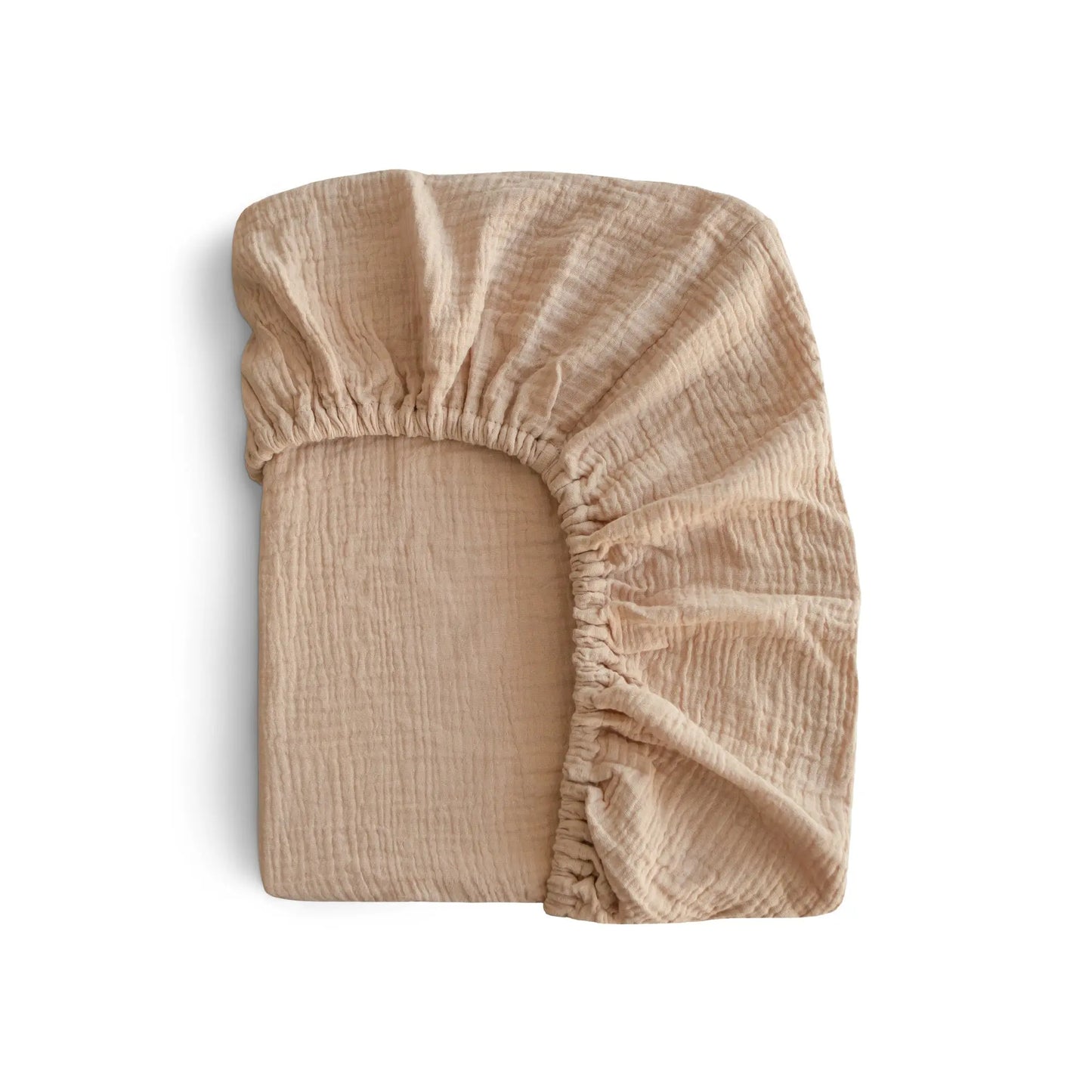 Mini Muslin Crib Sheet 100 Percent Cotton Extra Soft Breathable Fabric Full Elastic Edges Pre-Washed For Softness Mushie