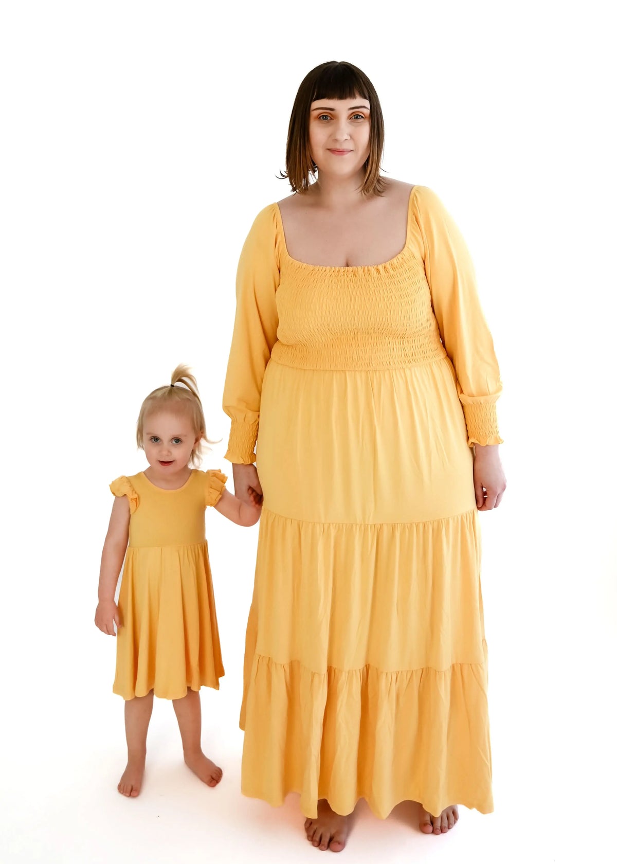 Bubble Baby Papaya | Adult Long Sleeve Smocked Dress - 
