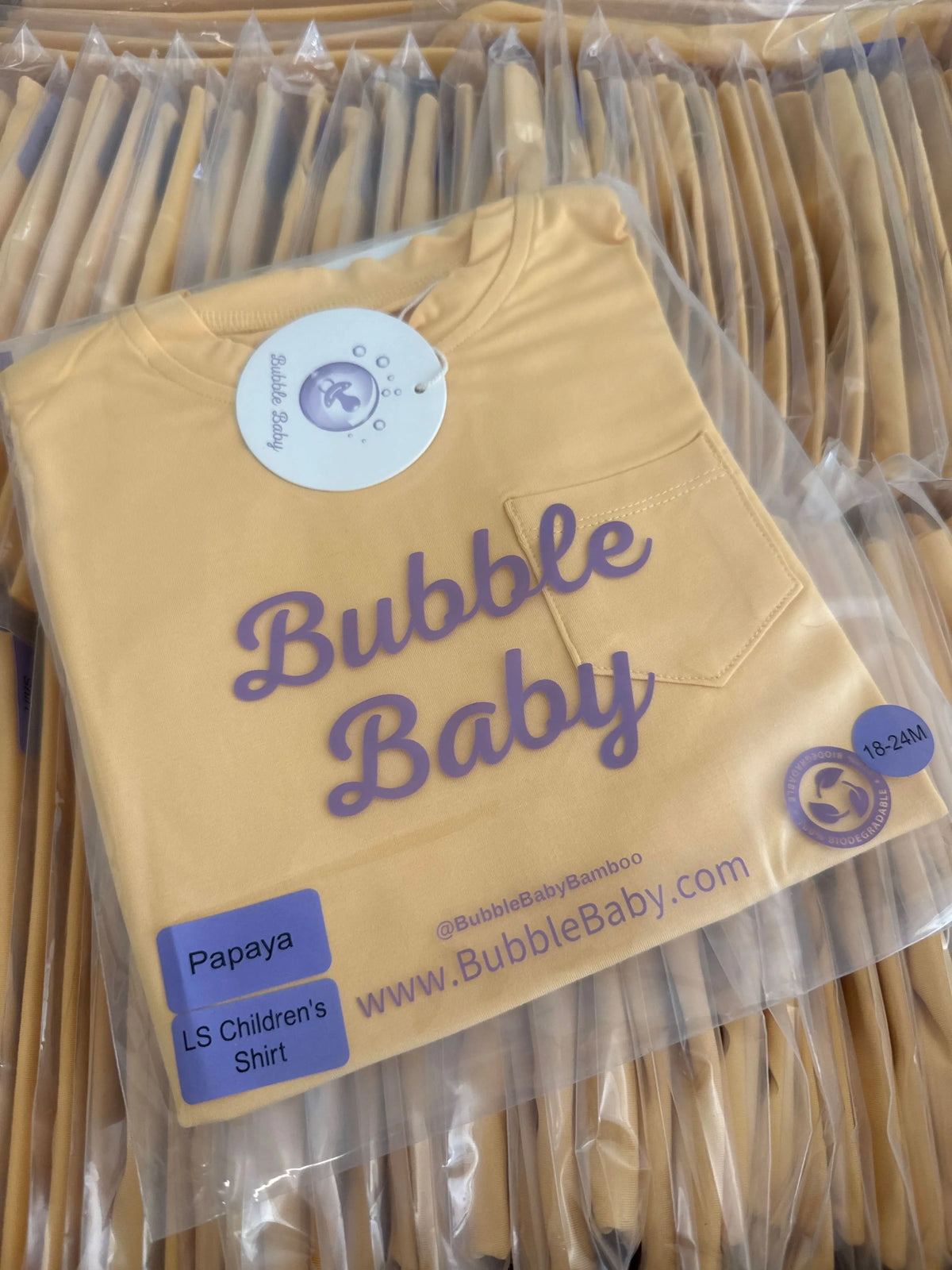 Bubble Baby Papaya | Children's Long Sleeve Pocket Shirt - 