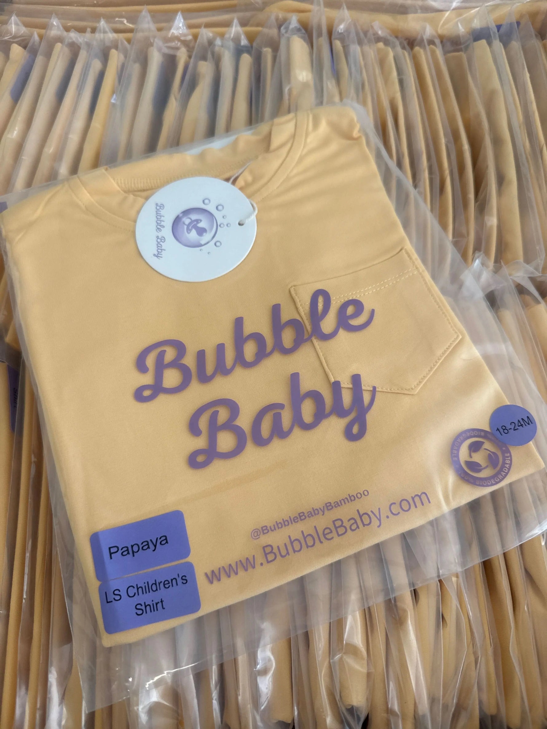 Bubble Baby Papaya | Children's Long Sleeve Pocket Shirt - 