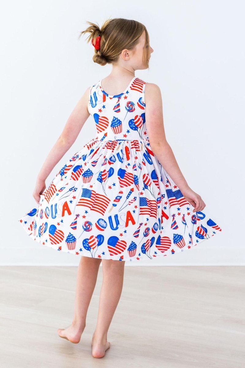 Mila & Rose ® Party in the USA Tank Twirl Dress for Girls Summer Play - Everetts Place Boutique - 