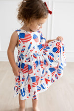 Party in the USA Tank Twirl Dress for Girls Summer Play Mila & Rose ® Everetts Place: Online Boutique