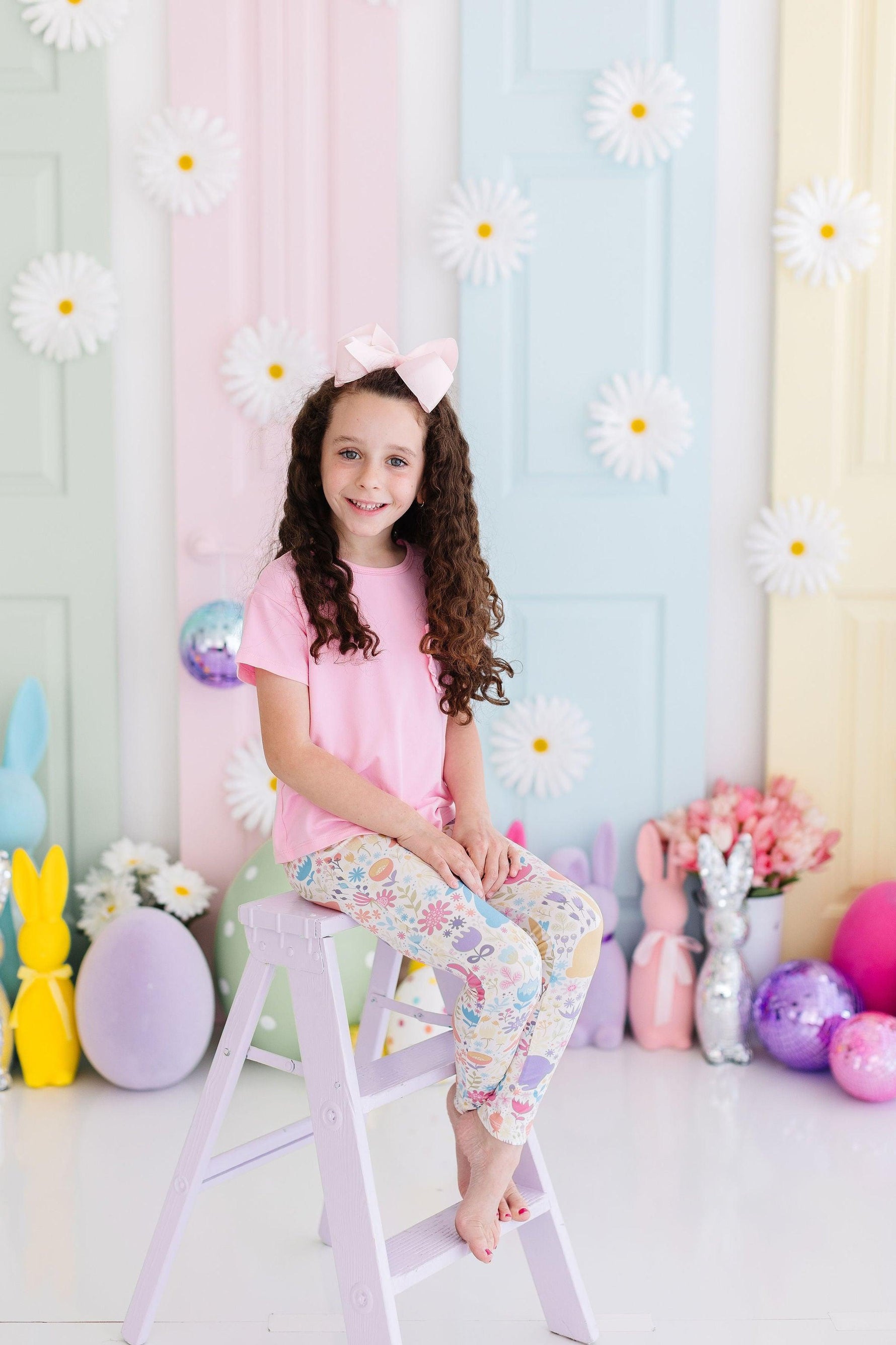 Mila & Rose Pastel Floral Bunnies baby leggings.
