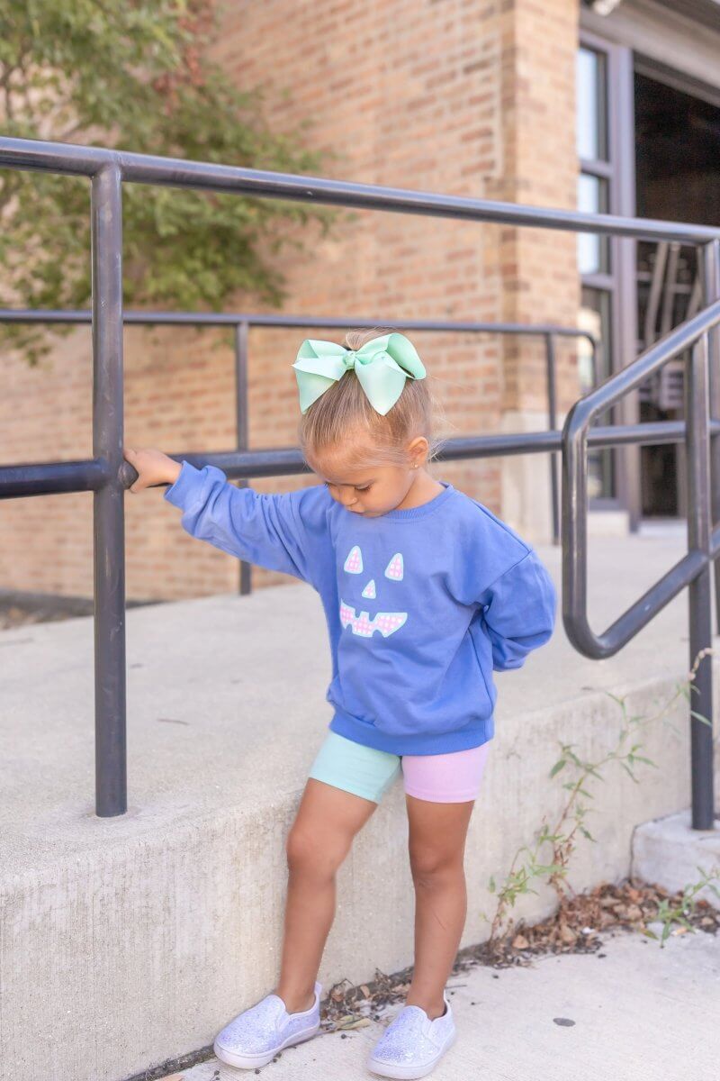 Little Joy Co. Pastel Gingham Jack O'Lantern Crewneck Sweatshirt or Romper - Everetts Place Boutique - 