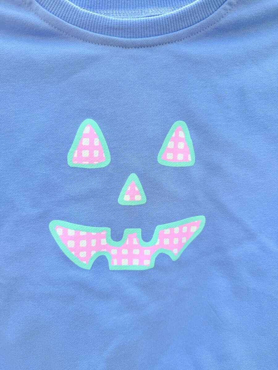 Little Joy Co. Pastel Gingham Jack O'Lantern Crewneck Sweatshirt or Romper - Everetts Place Boutique - 