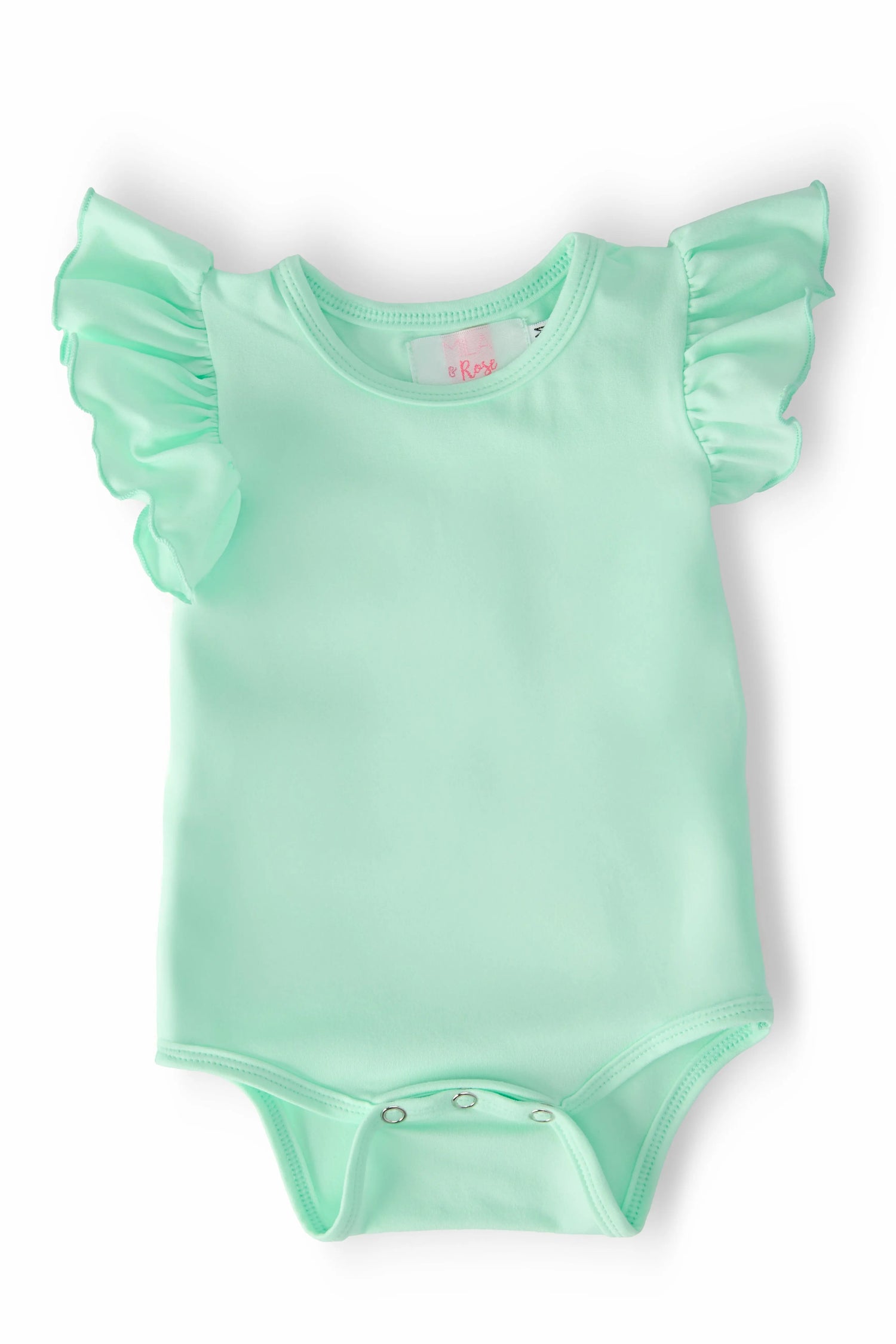Mila & Rose ® Pastel Green Flutter Bodysuit Short Sleeve Baby Outfit - Apparel & Accessories > Clothing > Baby & Toddler Clothing > Baby One-Pieces Flutter Bodysuit S/S