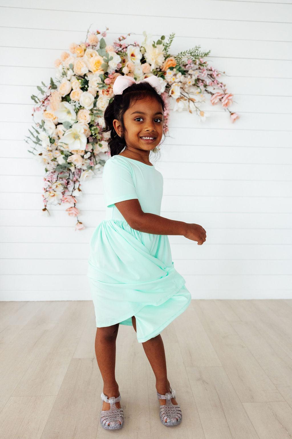 Pastel Green S/S Pocket Twirl Dress by Mila & Rose ®