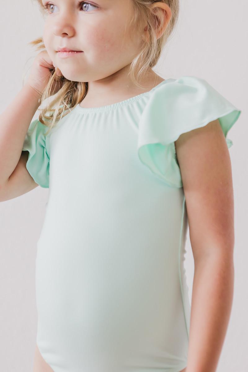 Mila & Rose ® Pastel Green Short Sleeve Flutter Leotard for Girls - Everetts Place Boutique - 