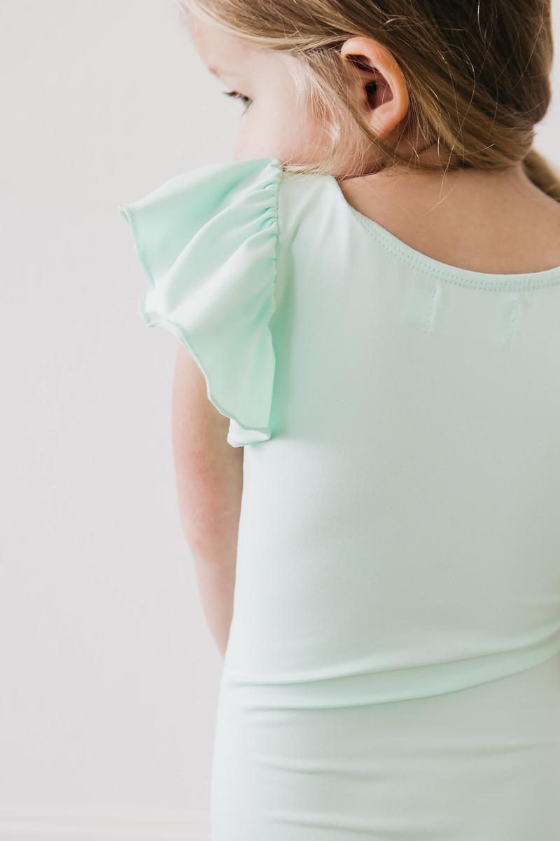 Pastel Green Short Sleeve Flutter Leotard for Girls Mila & Rose ® Everetts Place: Online Boutique