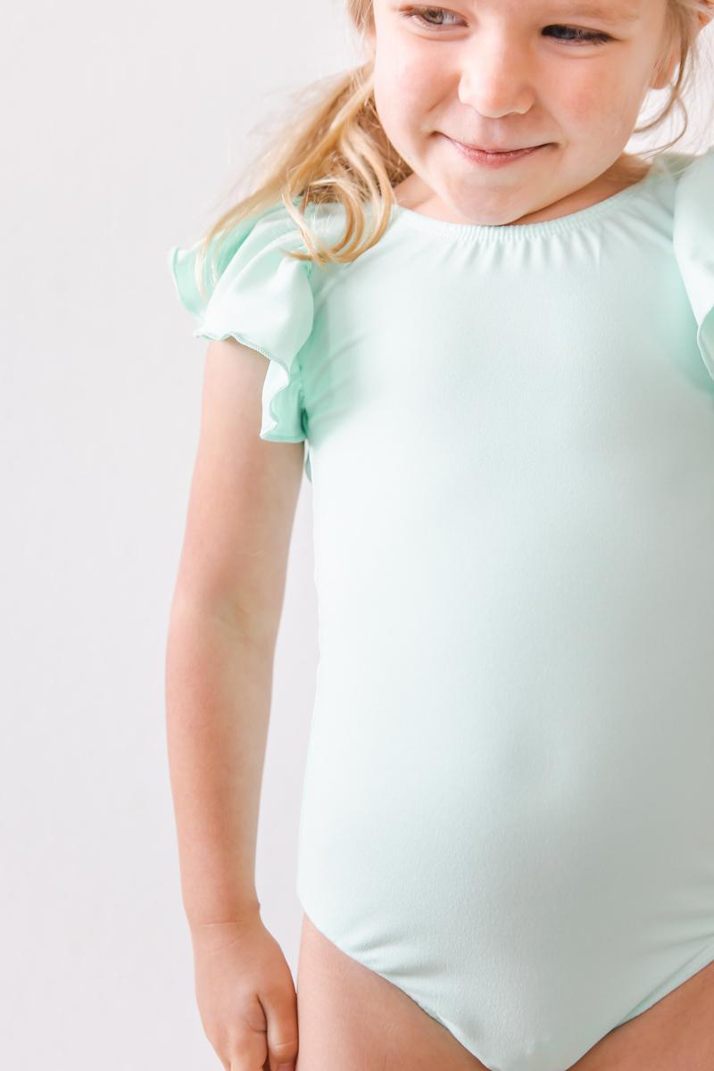 Pastel Green Short Sleeve Flutter Leotard for Girls Mila & Rose ® Everetts Place: Online Boutique
