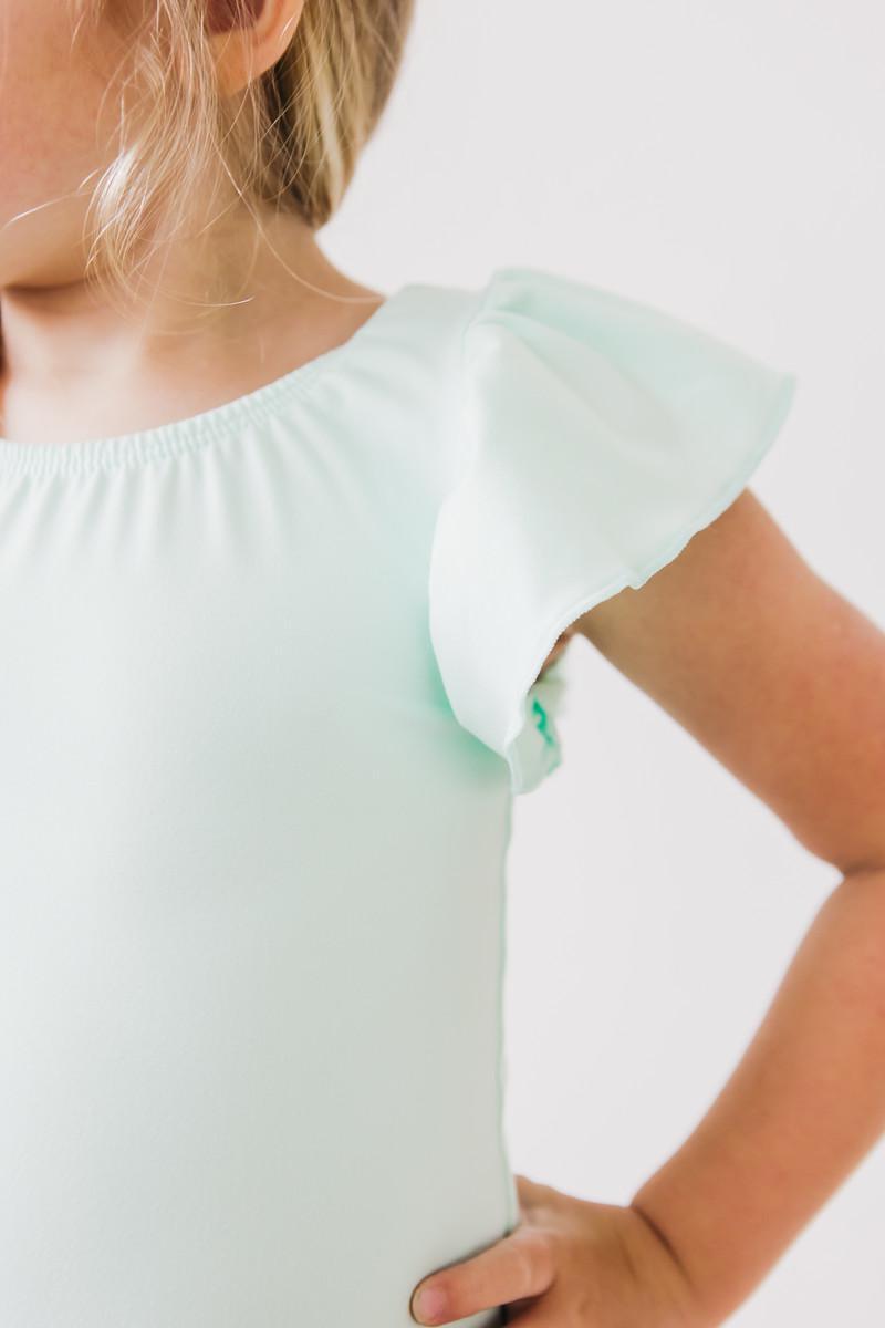 Pastel Green Short Sleeve Flutter Leotard for Girls Mila & Rose ® Everetts Place: Online Boutique