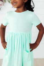 Mila & Rose ® Pastel Green Short Sleeve Pocket Twirl Dress For Toddlers - Everetts Place Boutique - 