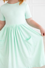 Mila & Rose ® Pastel Green Short Sleeve Pocket Twirl Dress For Toddlers - Everetts Place Boutique - 