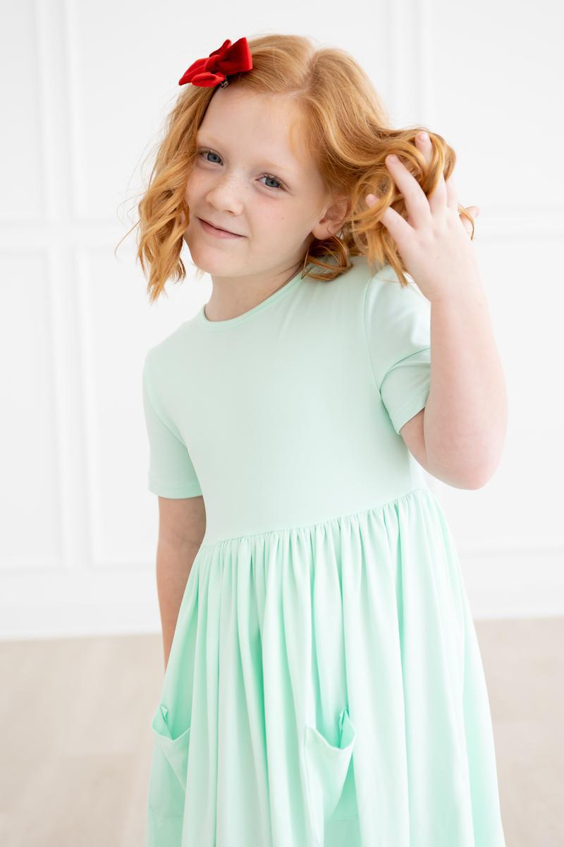 Mila & Rose ® Pastel Green Short Sleeve Pocket Twirl Dress For Toddlers - Everetts Place Boutique - 
